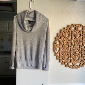 White House Black Market silver cowl neck sweater